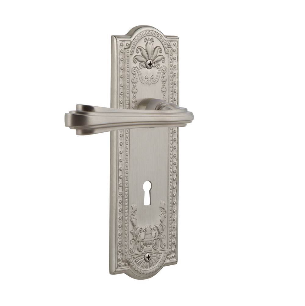 Nostalgic Warehouse Nostalgic Warehouse Meadows Plate Privacy with Keyhole Fleur Lever in Satin Nickel