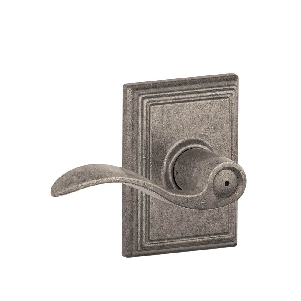 Schlage Accent Lever with Addison Trim Bed and Bath Lock in Distressed Nickel