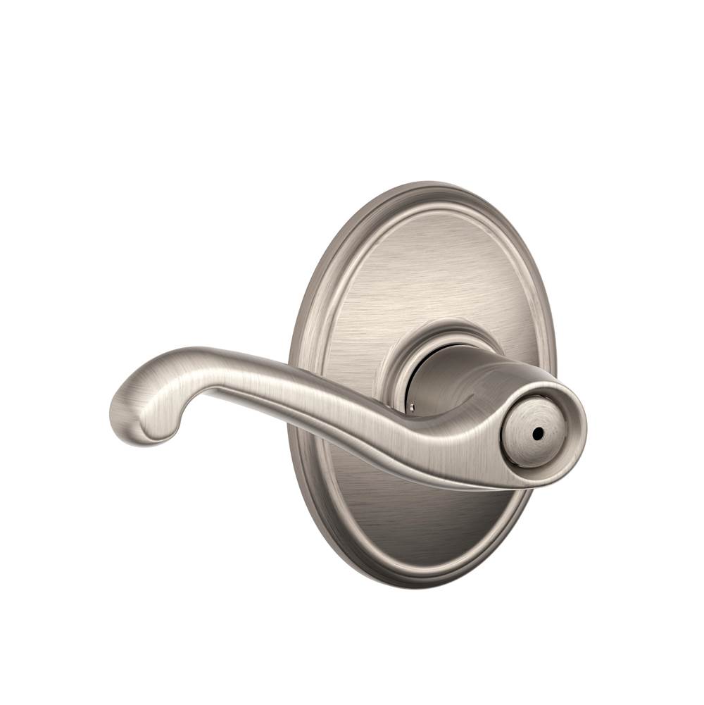 Schlage Flair Lever with Wakefield Trim Bed and Bath Lock in Satin Nickel