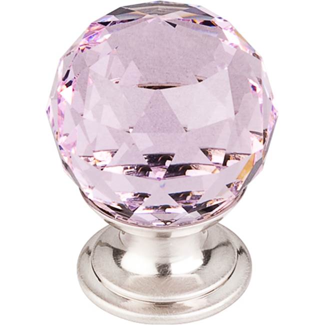 Top Knobs Pink Crystal Knob 1 1/8 Inch Brushed Satin Nickel Base