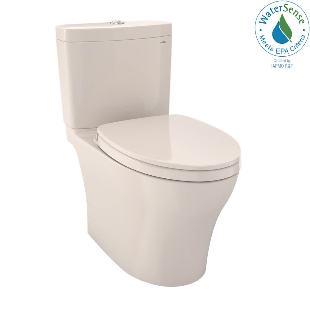TOTO Aquia IV WASHLET+ Two-Piece Elongated Dual Flush 1.28 and 0.8 GPF Toilet with CEFIONTECT, Sedona Beige