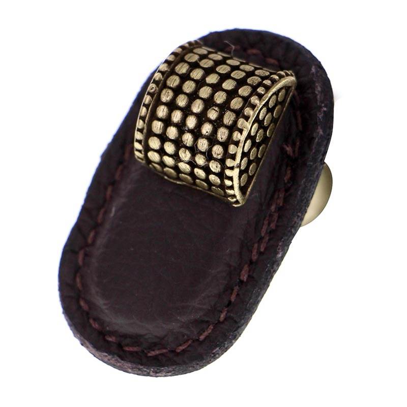 Vicenza Designs K1185 Tiziano Half-Cylindrical Leather Knob Antique Copper Large Brown 