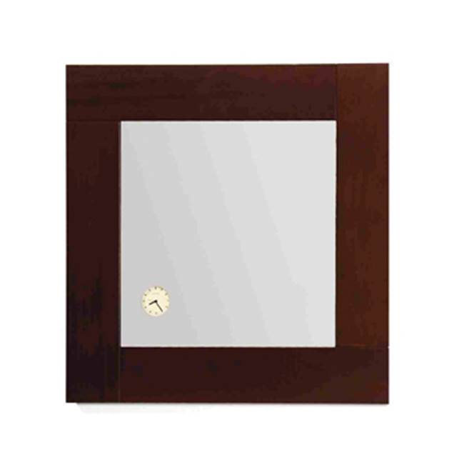 Whitehaus Collection Antonio Miro Square Mirror with Iroko Wood Frame and Built-in Clock