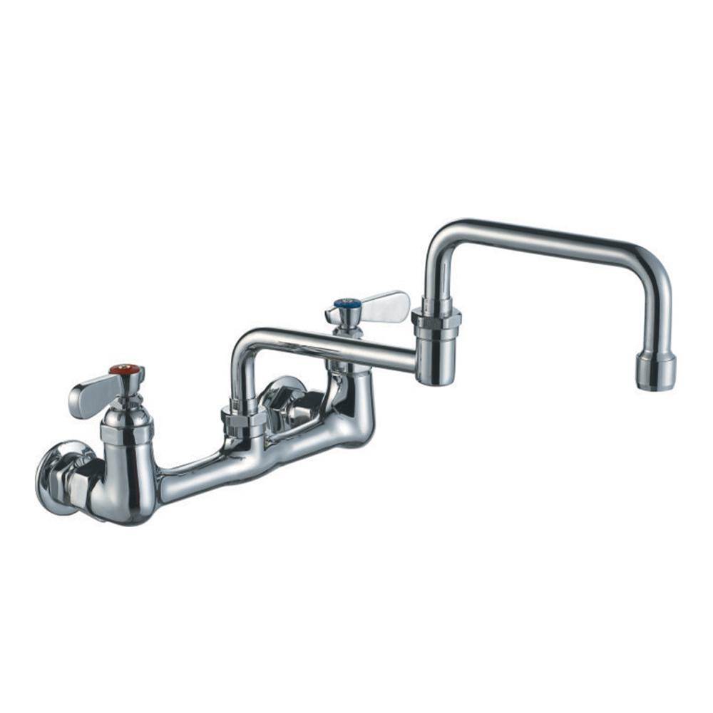Whitehaus Collection Heavy Duty Wall Mount Utility Faucet with Double Jointed Retractable Swing Spout and Lever Handles