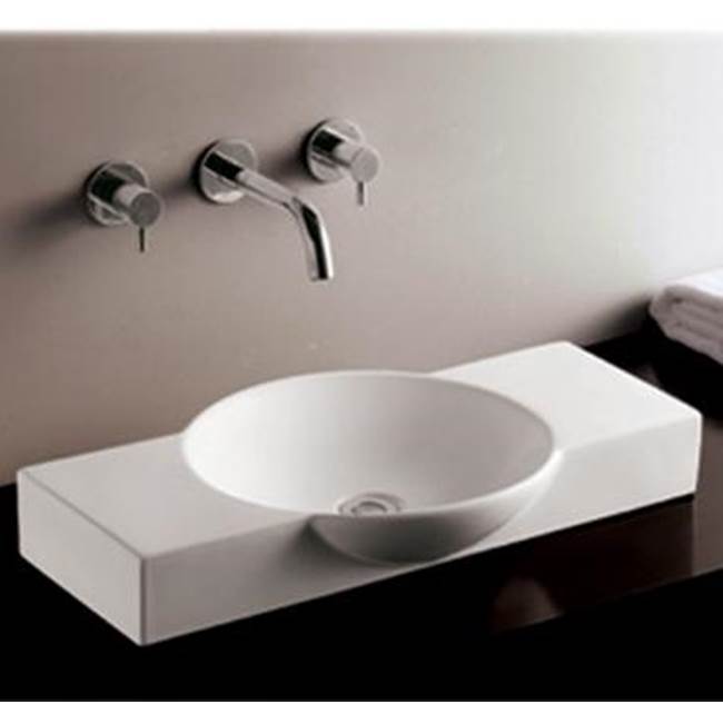 Whitehaus Collection Isabella Collection Rectangular Above Mount Basin with Integrated Round Bowl and a Center Drain