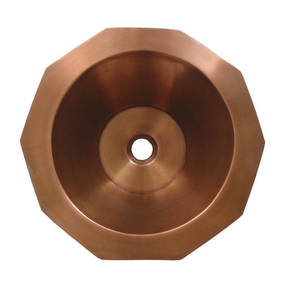 Whitehaus Collection Copperhaus Decagon Shaped Above Mount Copper Bathroom Basin with Smooth Texture and 1 1/2'' center drain