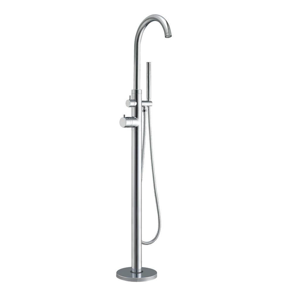 Whitehaus Collection Bathhaus Freestanding 41'' Single Lever Tub Filler with Integrated Diverter Valve and Hand Held Shower Spray Spray