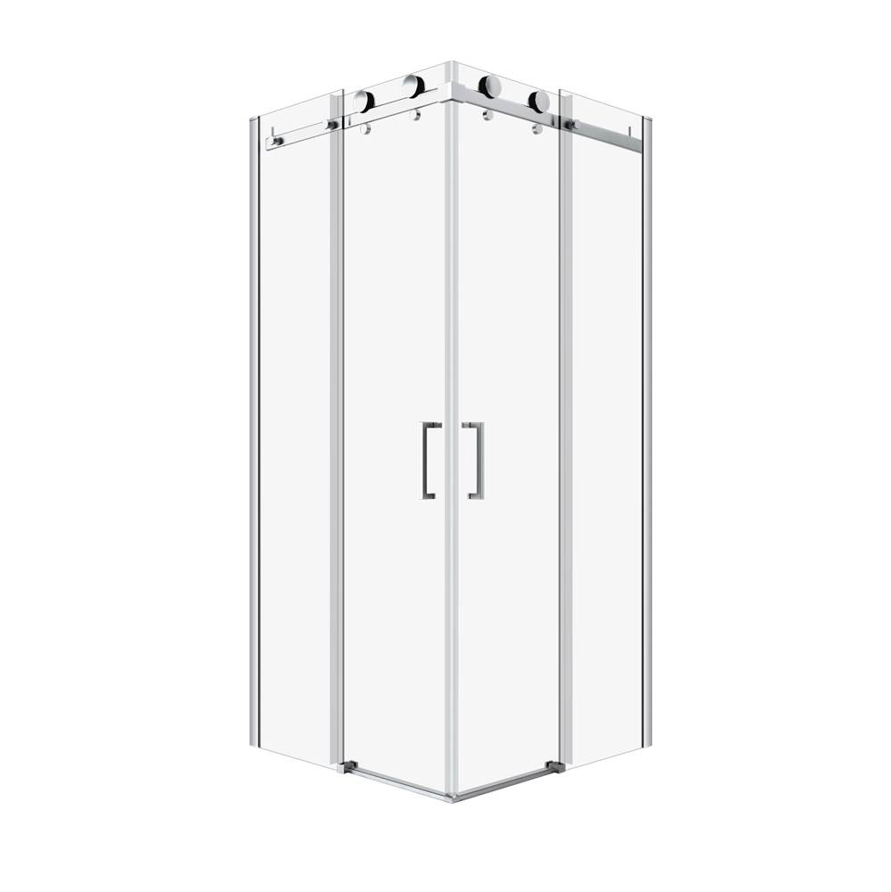 Zitta Bellini 36'' X 36'' Chrome Clear Square Corner Shower Door
