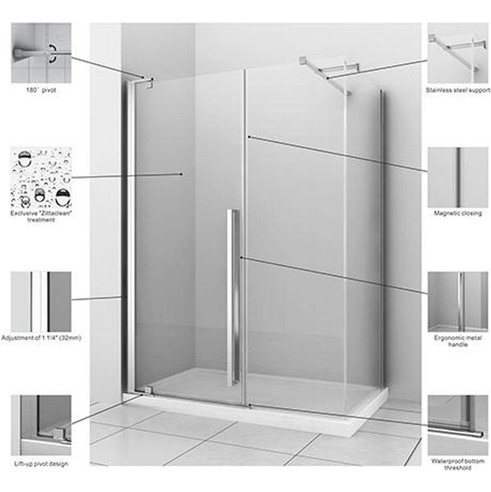 Zitta Amaly 54 Chrome Clear Angle Shower Door