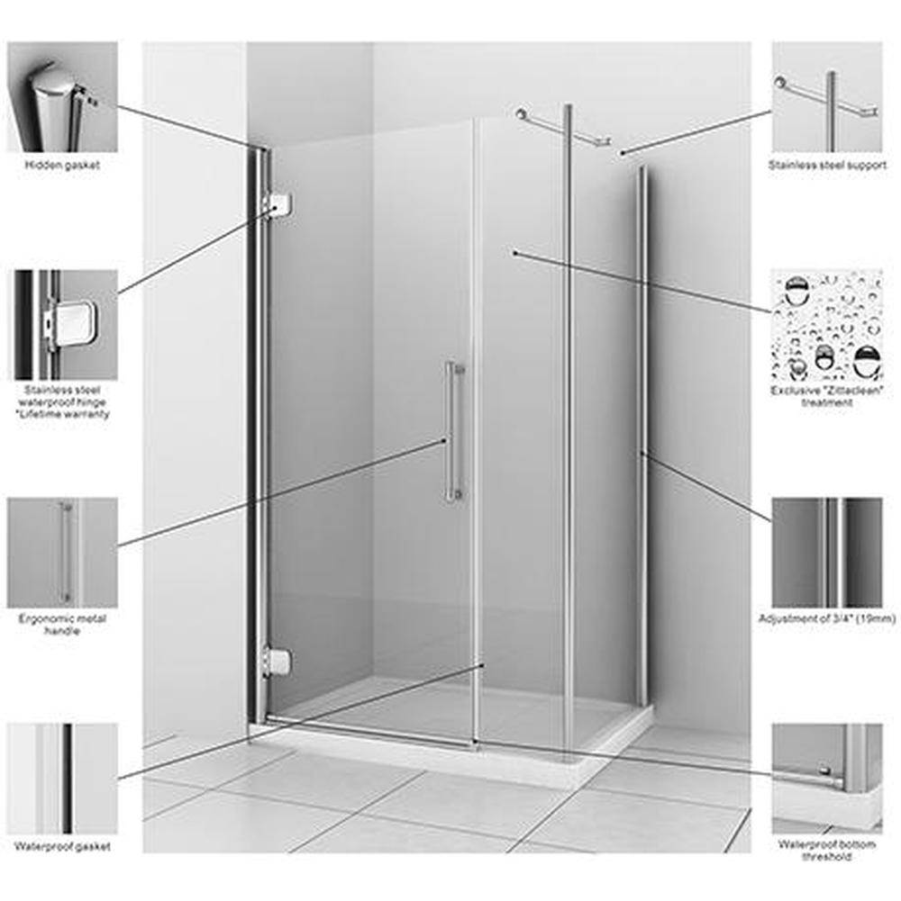 Zitta Epoca 32'' Chrome Clear Straight Shower Door