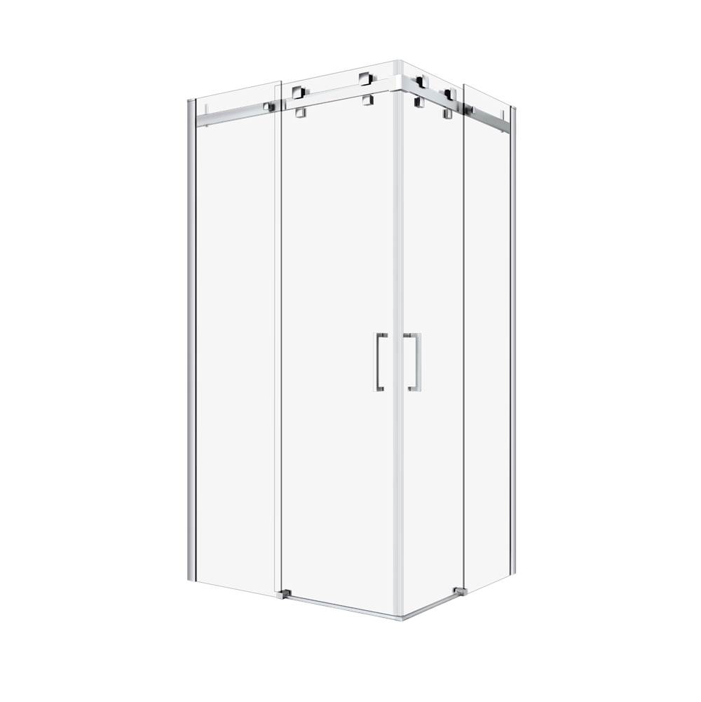 Zitta Piazza 42'' X 36'' Chrome Clear Rectangular Corner Shower Door